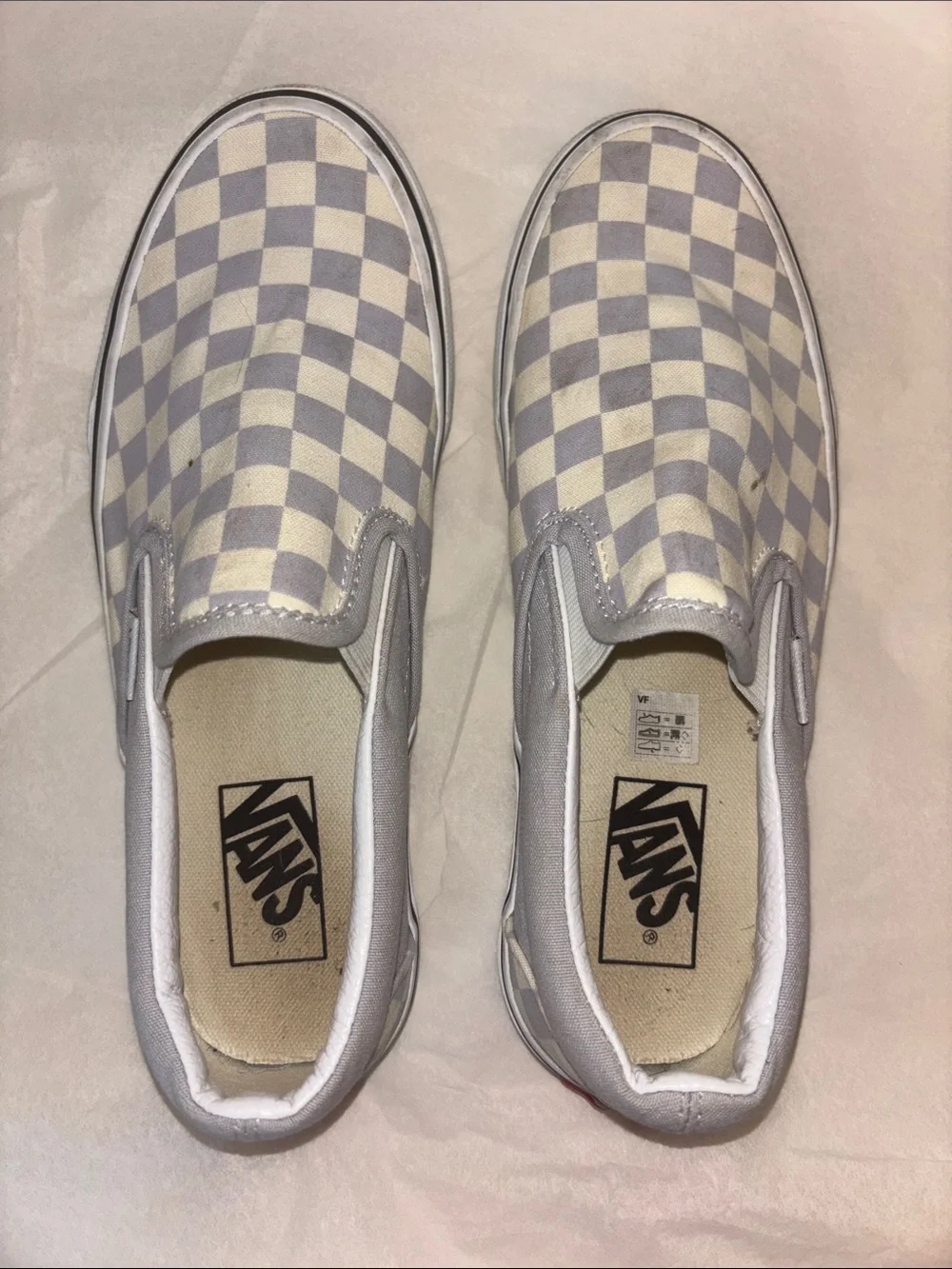 Vans Slip-On Checkerboard in Bluish/Gray & Cream Women’s 8 Men’s 6.5